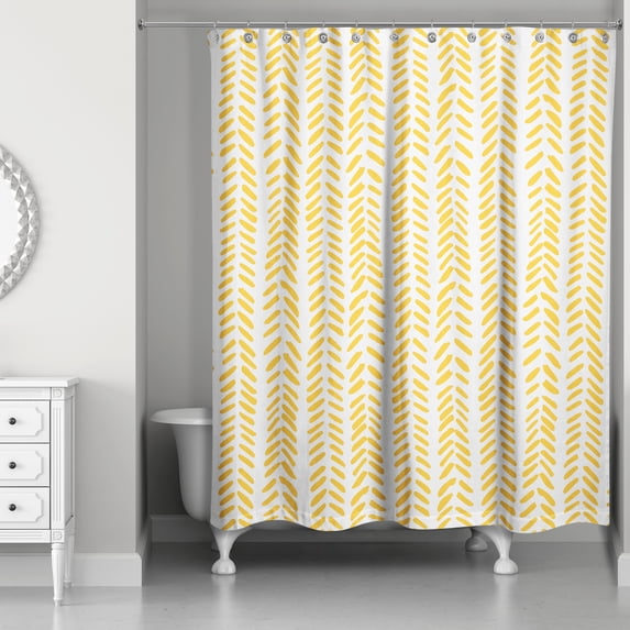 Creative Products Yellow Modern Herringbone 71x74 Shower Curtain
