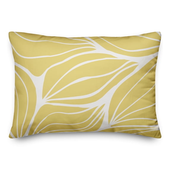 Creative Products Yellow Modern Leaf Lines 14x20 Indoor / Outdoor Pillow