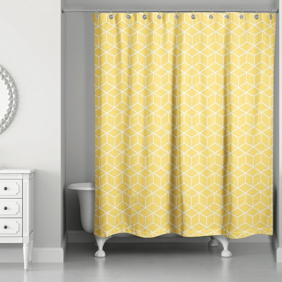 Creative Products Yellow Reverse Geo Cubes 71x74 Shower Curtain