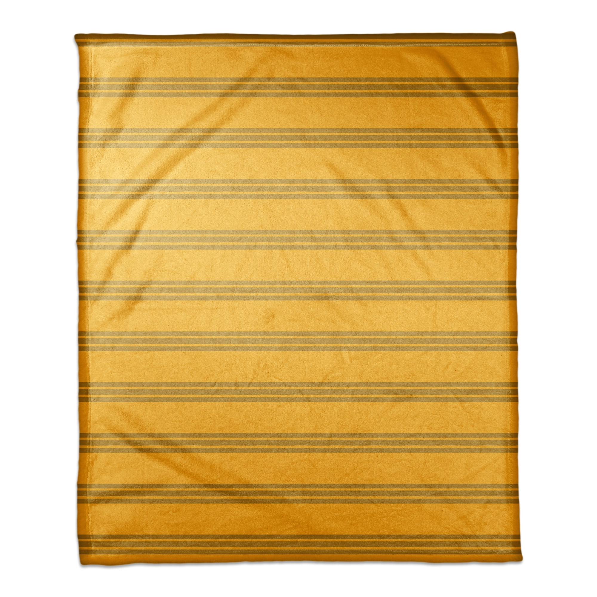 Yellow Striped Coral Fleece Throw Blanket, 50x60