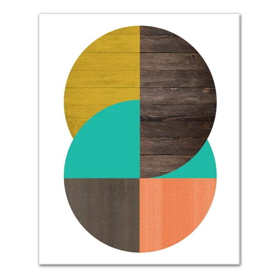 Creative Products Yellow Teal Orange Wood Circles 16 x 20 Canvas Wall Art