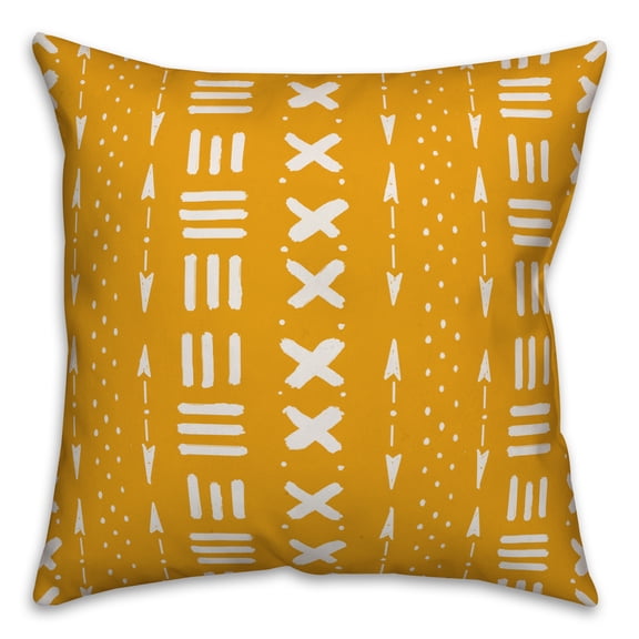 Creative Products Yellow Tribal Mudcloth Pattern 20x20 Spun Poly Pillow