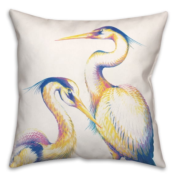 Creative Products Yellow and Blue Cranes 20x20 Indoor / Outdoor Pillow