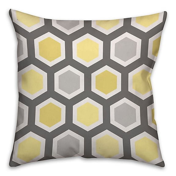 Creative Products Yellow and Gray Honeycomb Pattern 16x16 Throw Pillow