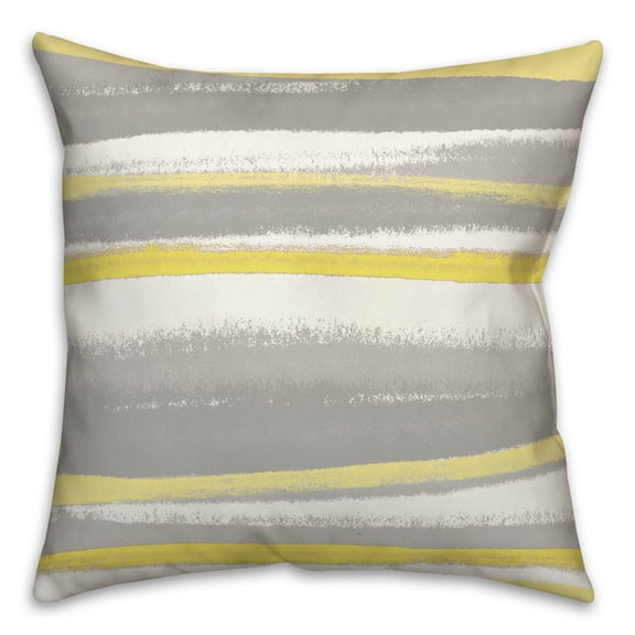 Creative Products Yellow and Gray Stripes 18 x 18 Spun Poly Pillow