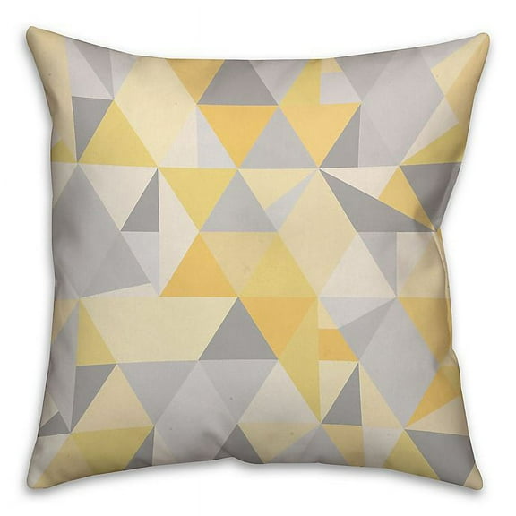 Creative Products Yellow and Gray Triangle Pattern 16x16 Throw Pillow