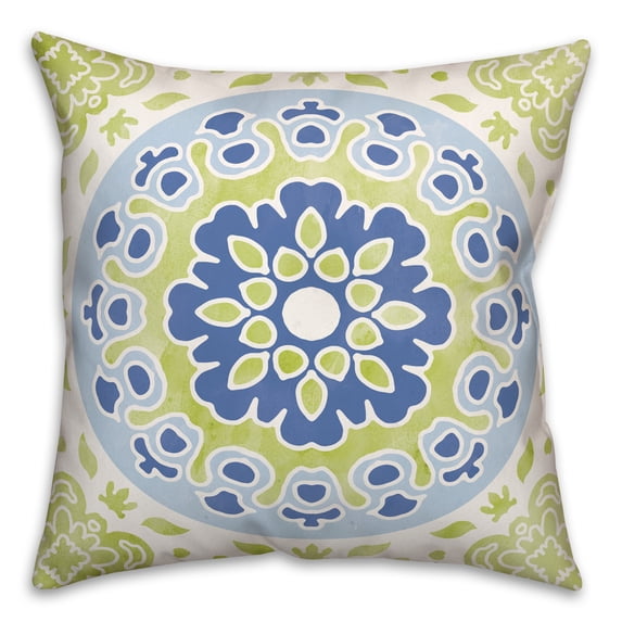 Creative Products Yellow and Green Flower Mandala 20x20 Indoor / Outdoor Pillow