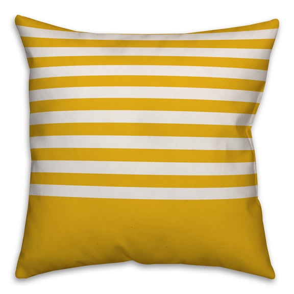 Creative Products Yellow and White Colorblock Stripe 18x18 Spun Poly Pillow