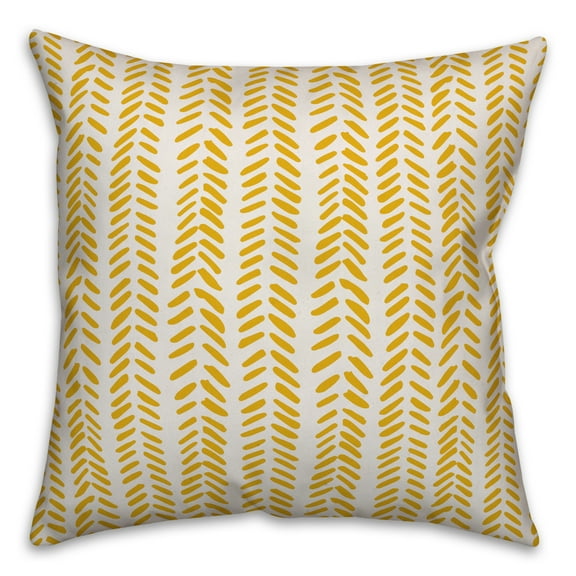 Creative Products Yellow and White Modern Herringbone 18x18 Spun Poly Pillow