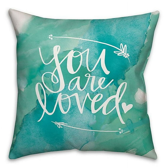 Creative Products You Are Love Blue Watercolor Spun Polyester Throw Pillow - 18x18