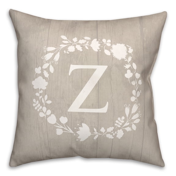 Creative Products Z Rustic Wreath Monogram 18 x 18 Spun Poly Pillow
