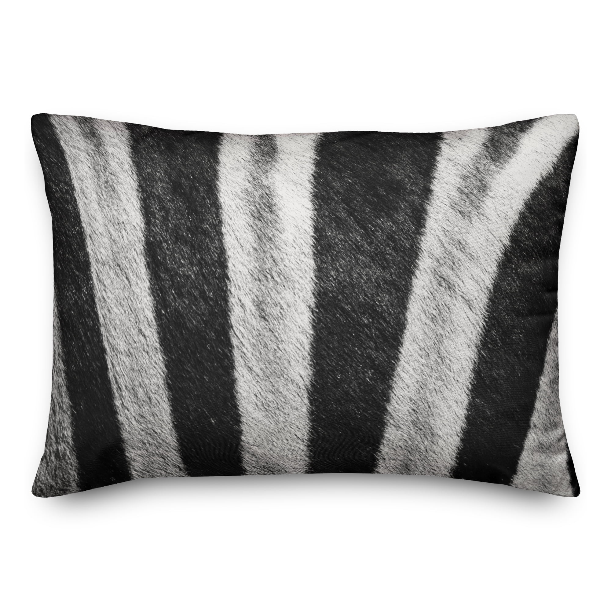 Black and White Zebra Fur Lumbar Pillow