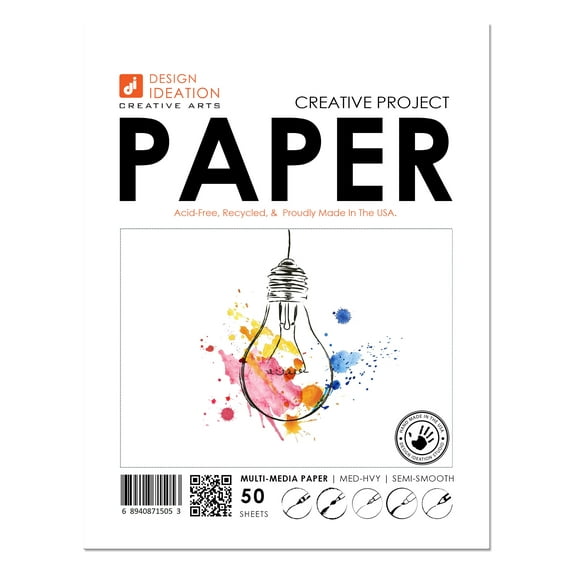 Creative Project Paper : Multi-media paper sheets for pencil, ink, marker and watercolor paints. (8.5" x 11")