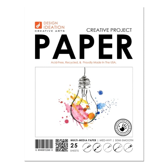 Creative Project Paper : Multi-media paper sheets for pencil, ink, marker and watercolor paints. (8.5" x 11")