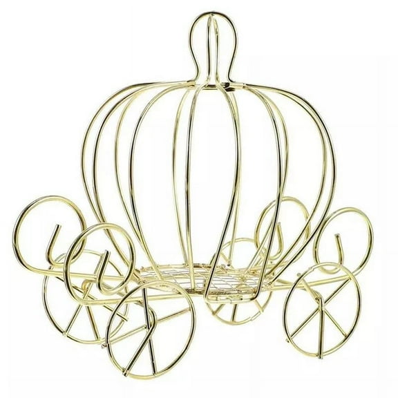 Creative Pumpkin Carriage Decor Golden Can Box Pumpkin Cart Metal Can Box I1Y9