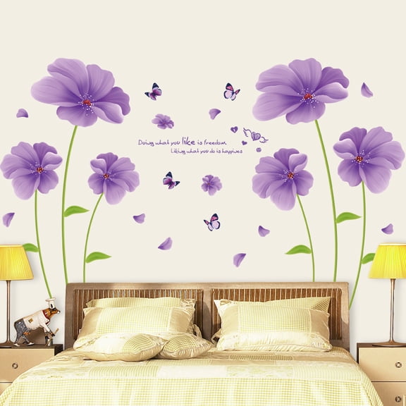 Creative Purple Dream Flower Wall Decals for Living Room Bedroom Kids Room Decor Self-Adhesive Art Sticker XL8197