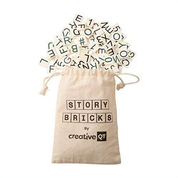 Creative QT Building Story Bricks For Kids, More Than 285 Black and White Magnetic Letters, Numbers, & Characters, Compatible with All Major Brands, Includes Muslin Storage Bag & Quick Removal Tool