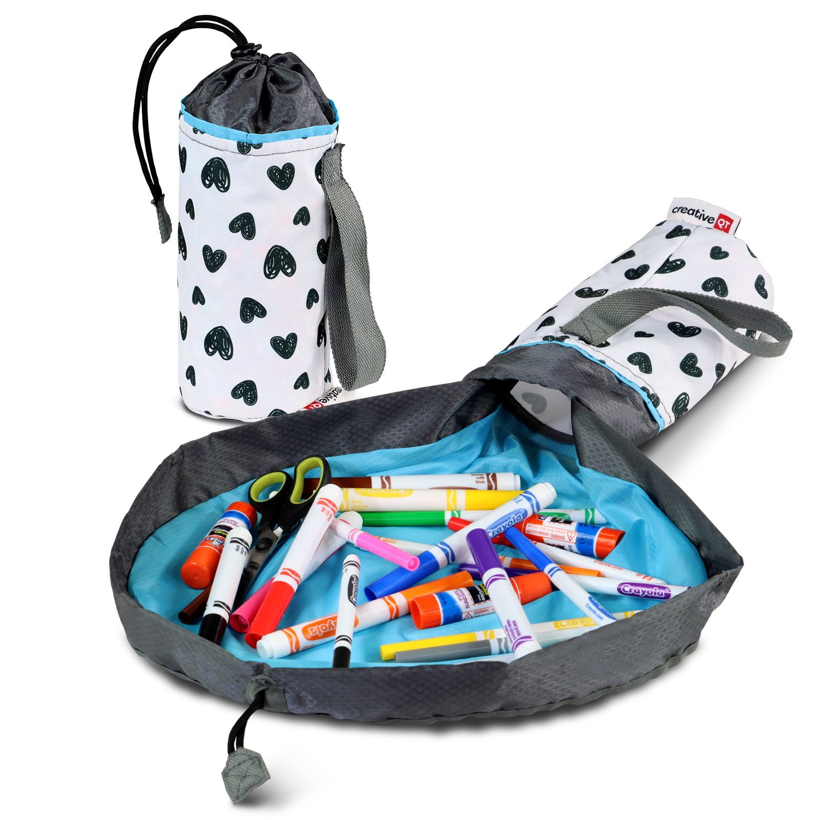 Creative QT Kids Toy Storage or Craft Storage Bag with Slide Away Play Mat  Surface 