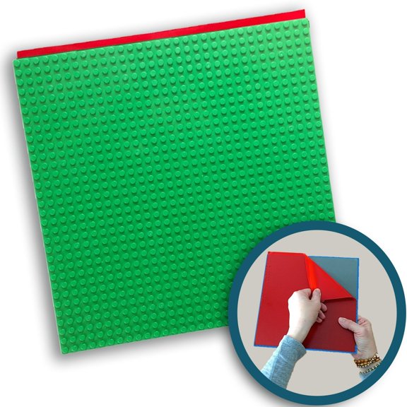 Creative QT MakerBase, Green, 1 Piece, 10”x10” Peel-and-Stick Toy Building Blocks Stackable Baseplates, Bases for Play Tables, Walls, and More, Compatible with All Major Brick Brands