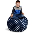 thumbnail image 1 of Creative QT Stuff ’n Sit Large 33’’ Bean Bag Storage Cover for Stuffed Animals & Toys – Navy Blue Polka Dot – Toddler & Kids’ Rooms Organizer – Giant Beanbag Great Plush Toy Hammock Alternative, 1 of 7