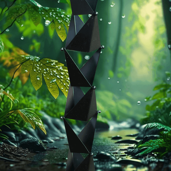 Creative Rain Solutions 8 ft, Orikata Rain Chain, Large Cup, Heavy Water Flow, in BLACK