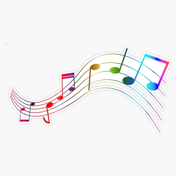 Creative Rainbow Music Note Staff Treble Clef Colorful Musical Melody Art Decal For Guitar Sticker