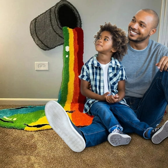 Creative Rainbow Rainbow Carpet Carpet Decor Hanging 3D Wall Decor Polyester Carpet,Multicolor,Faux Cashmere