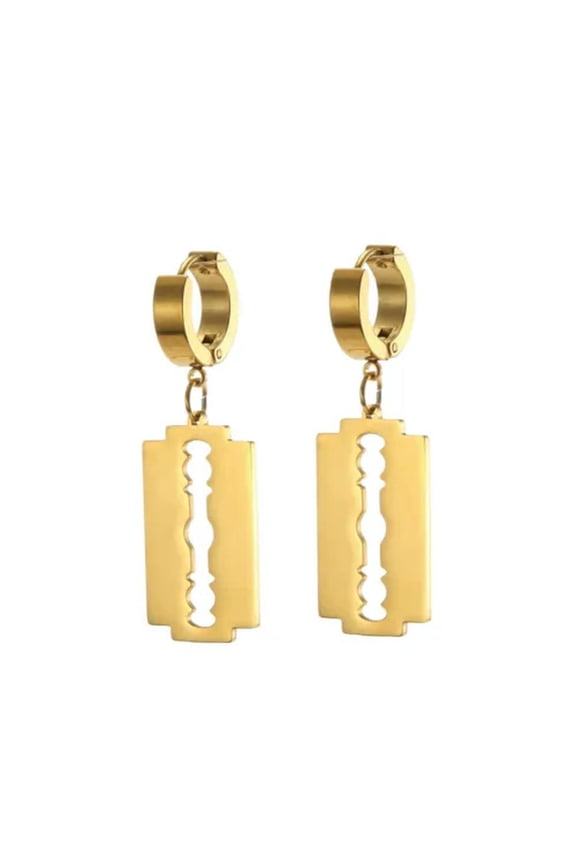 Creative Razor Blade Stainless Steel Earrings for Women Punk Gothic Ear Jewelry