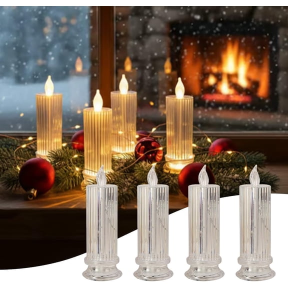 Creative Refractive Diamond LED Electronic Candle Lights, Flameless Crystal Candles Projector Light, for Valentines Anniversary Wedding