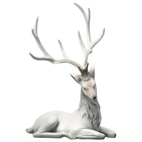 Creative Reindeer Ornaments Collectible Light Luxury Modern Deer Decoration for Shelf, Cabinet, Christmas Gifts Deer Figurines - Sitting Gray