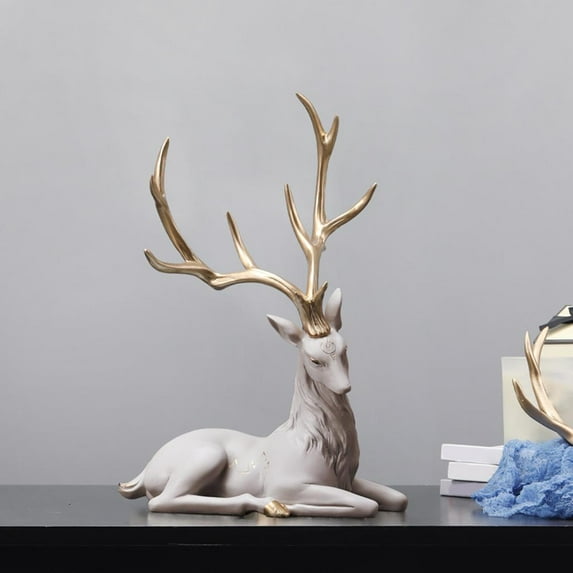 Creative Reindeer Ornaments Light Luxury Collectible Modern Deer Decoration for Living Room Window Xmas Gifts Furnishings Figurine Statue Sitting Coffee