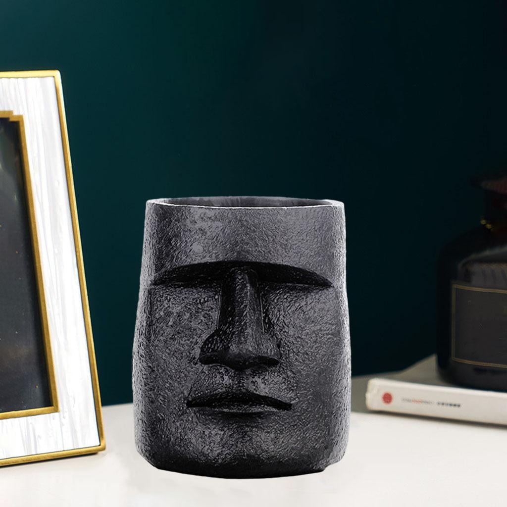 Creative Resin Easter Island Vase for Decor, Face Shape Flower Vase