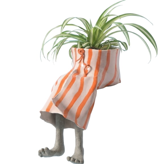 Creative Resin Flower Pot Lower Half Design Unique Planter Container for Home Garden Patio Decoration Distinctive Style Statement Piece Artistic Garden Ornament