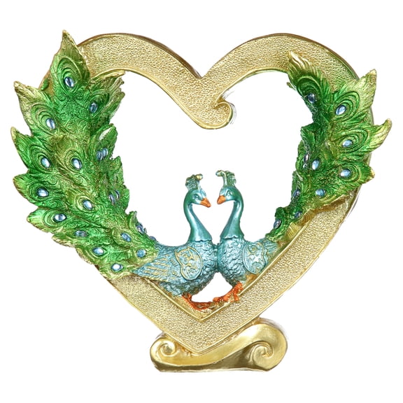 Creative Resin Heart Peacock Statue Sculpture - Great Gift for Birthday Mother's Day Valentine's Day Anniversary, Home Office Decor