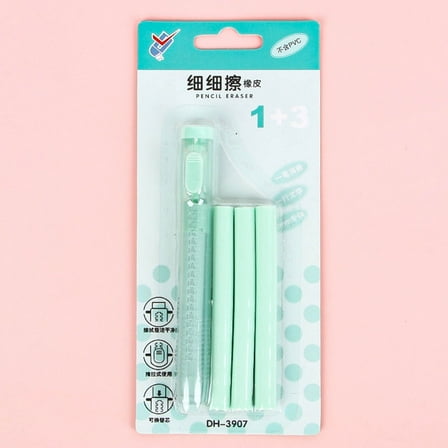 Creative Retractable Pen-Shaped Eraser for Stationery, Refillable Rubber Eraser - Blue,Green