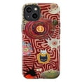 thumbnail image 1 of Creative Retro Abstract Phone Case, Bohemian Psychedelic Cosmic Cat Design Protective Cover for iPhone 16 15 14 13 12 11 Pro Max Plus Mini, 1 of 6