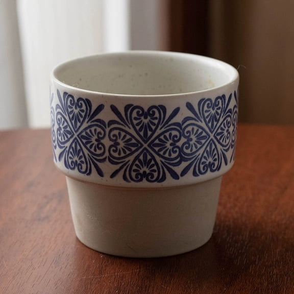 Creative Retro Chinese-Style Stackable Ceramic Milk Mugs - Elegant 300ml Coffee & Tea Cups for Home Use
