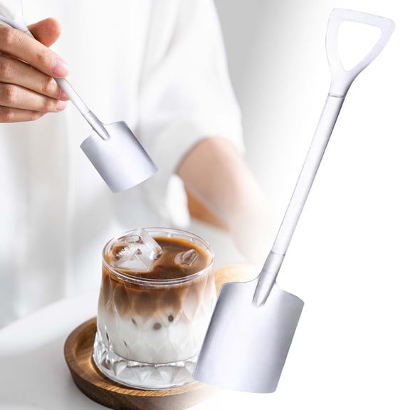 Creative Retro Shovel Shape Stainless Steel Coffee Spoon, Mini Dessert & Ice Cream Spoon for Home Kitchen & Cafe Use