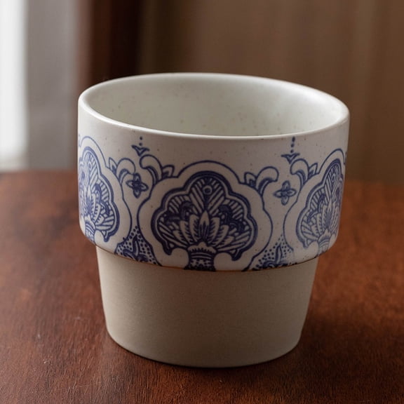 Creative Retro Stackable Ceramic Milk Mugs - 300ml Elegant Coffee & Tea Cups for Home Use