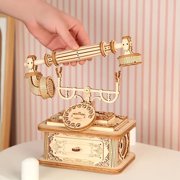 Music Park Wooden Jigsaw Puzzle Retro Telephone Model Kit for Adults Tabletop Decor & Gift