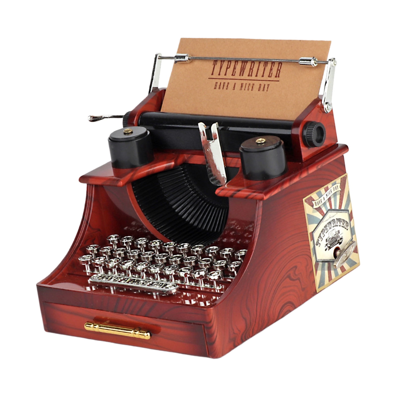 Type Writer Box Creative Retro Typewriter Music Box with Manual Wind Up Nostalgic ...