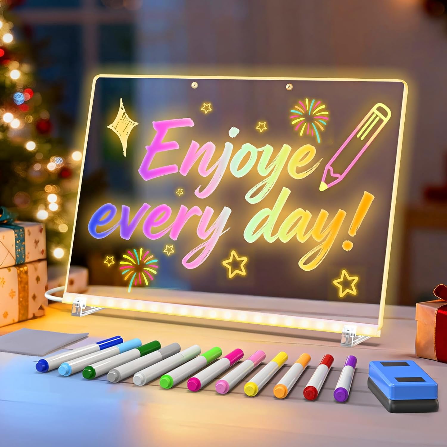 Creative Rewritable Acrylic LED Message Board,13.8*9.8in/35cm*25cm All ...