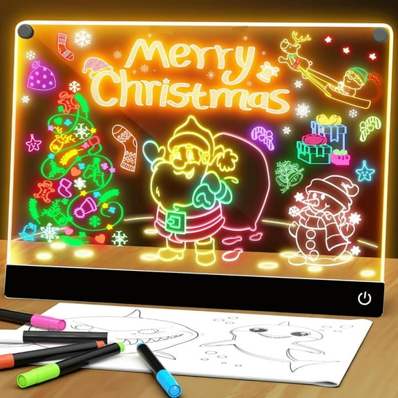 Creative Rewritable Acrylic LED Message Board, Drawing Board, Message Board, and Doodle Board, with 7 Markers, Suitable for Home, School, Restaurant, and Bar (Black11.8 * 7.8in)