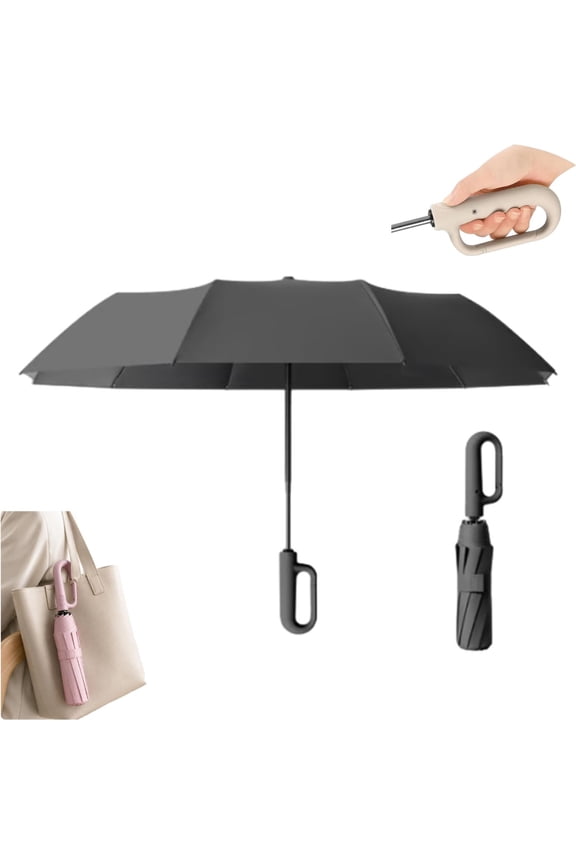 Creative Ring Buckle Windproof Reinforced Umbrella,Portable Compact Rain and Sun Parasol,Automatic Folding Design