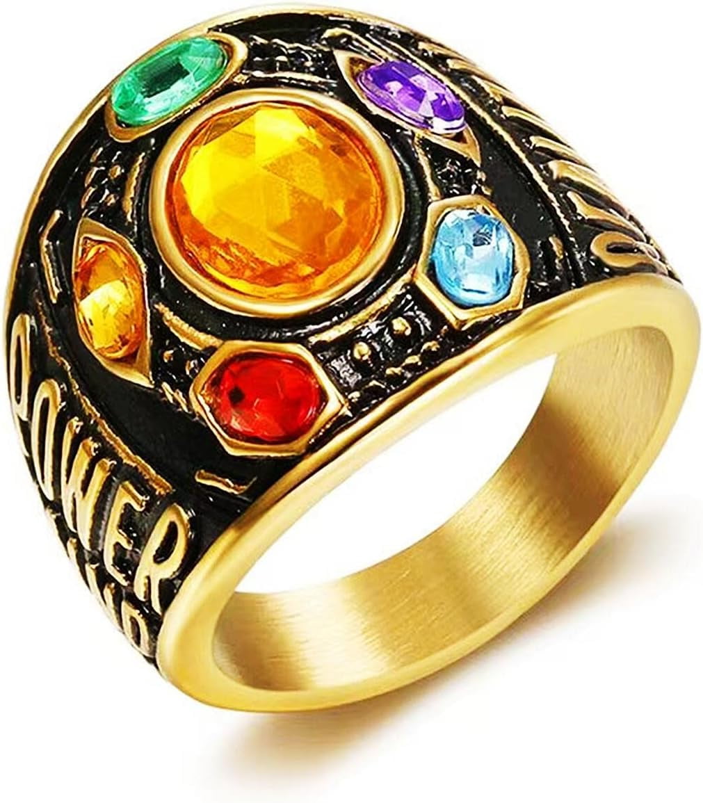 Colorful Metal Rings Creative Ring for men style 316 Stainless Steel Radiant 6 colors Gems ...