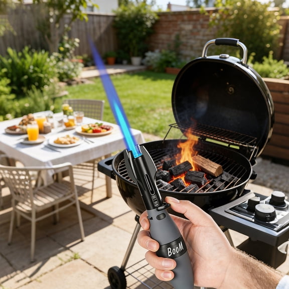 Creative Rocket Fidget Lighter, Wind-Resistant Blue Flame Torch Lighter with Safety Lock and Adjustable Blue Flame, Rotation Lighters with Refillable Butane Gas for BBQ, Camping(Black)