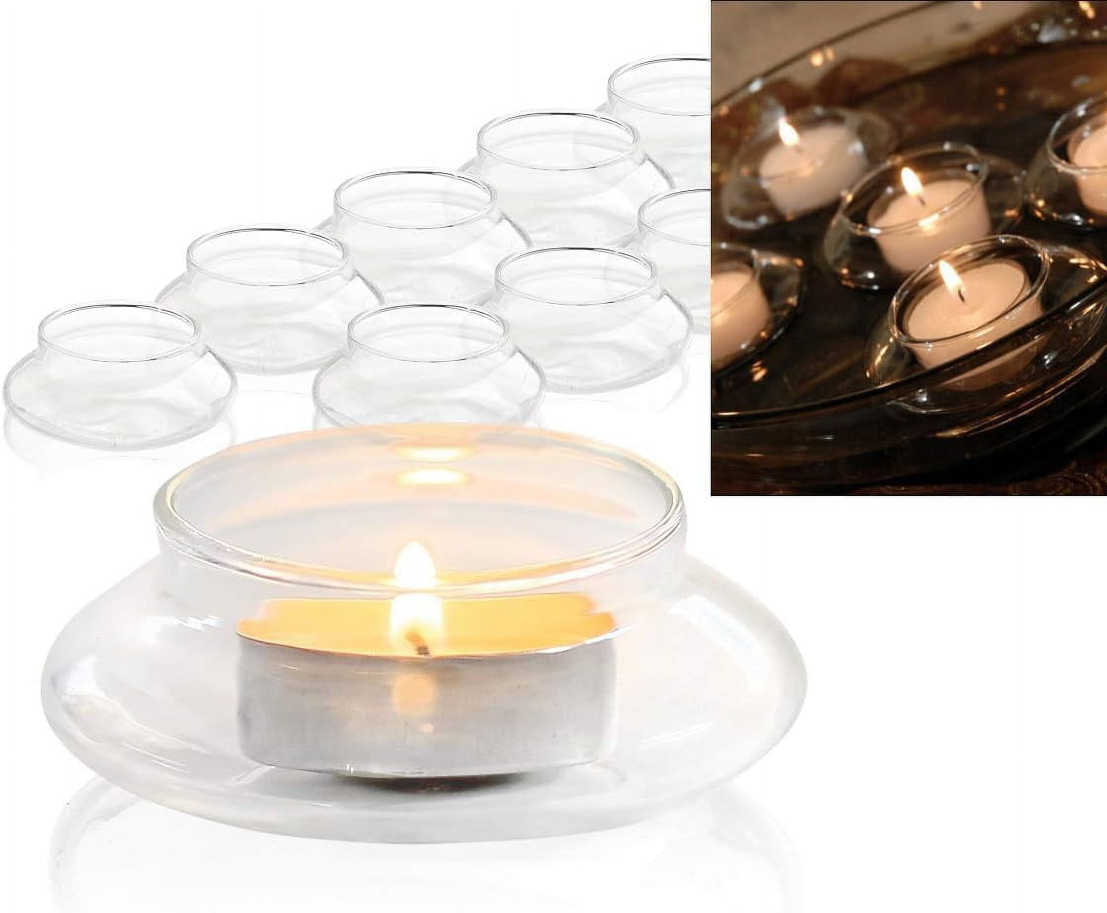 Laugh Cat Floating Tealight Candle Holder Set - 12 Pcs, Clear Borosilicate Glass, For Weddings, Parties, Home Decor