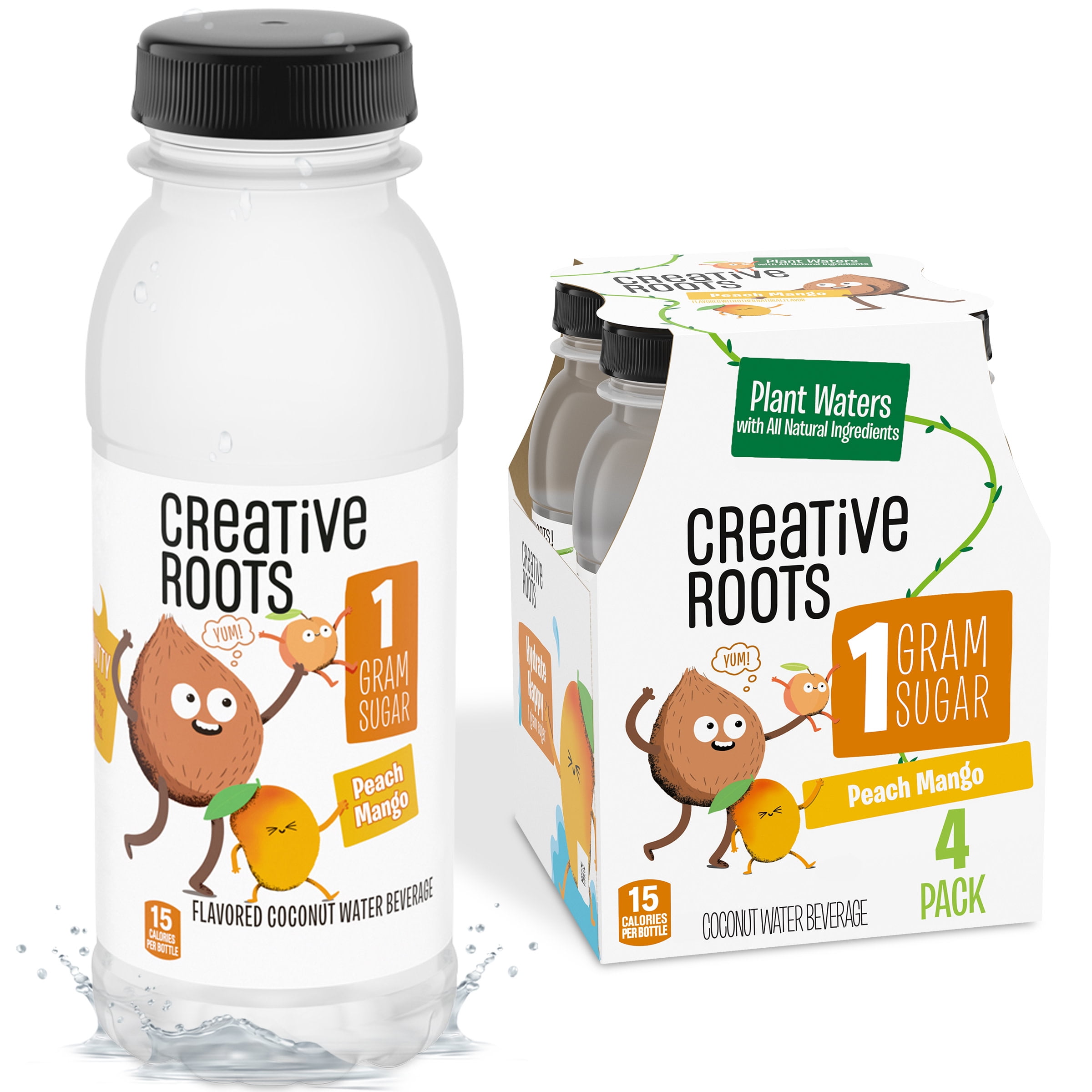 Creative Roots Peach Mango Coconut Water Kids Drink, 4 ct Pack, 8.5 fl oz Bottles