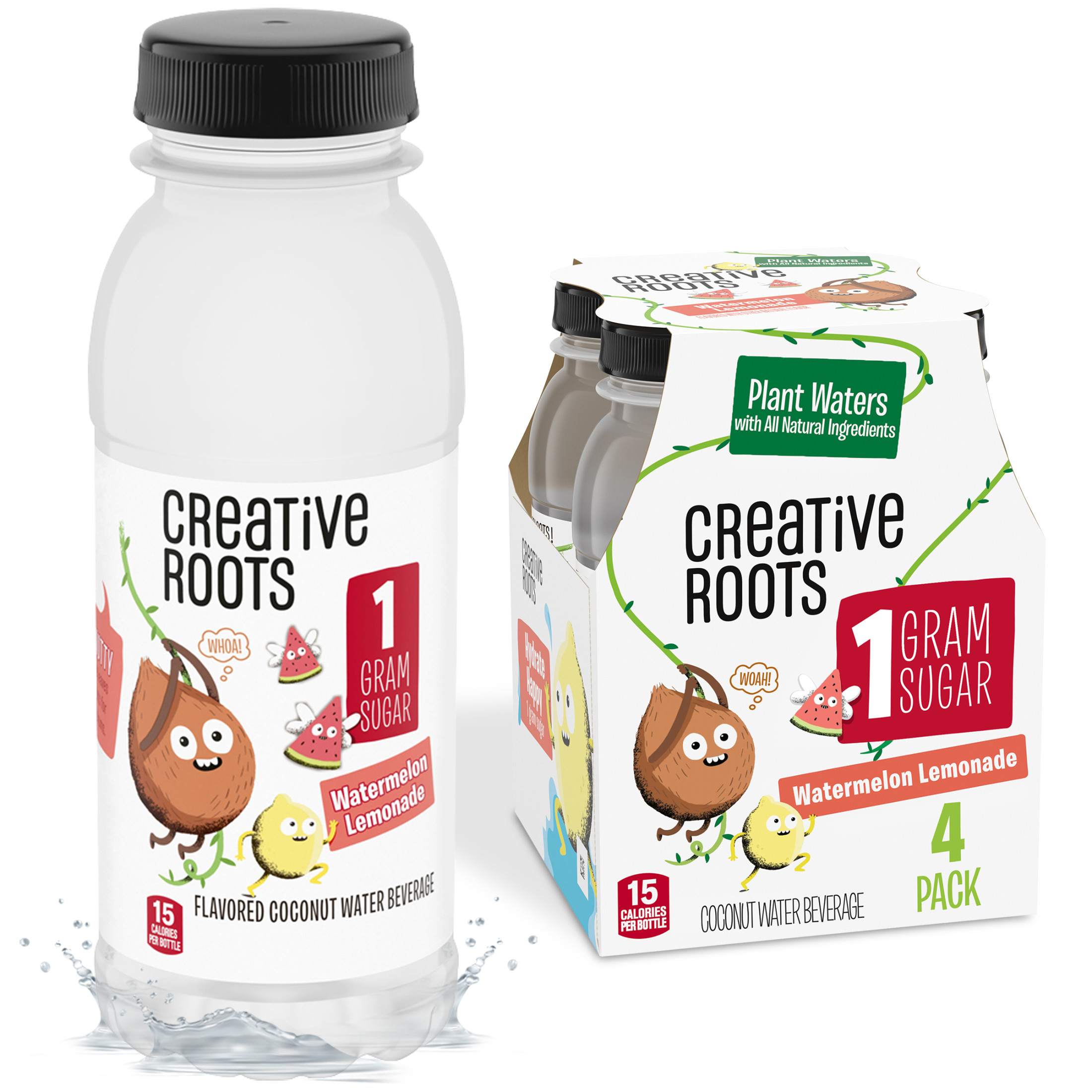Creative Roots Watermelon Lemonade Coconut Water Kids Drink, 4 ct Pack, 8.5 fl oz Bottles - image 1 of 14