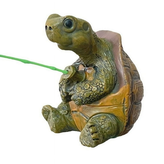 Creative Rope Fishing Turtle Statue Cute Simulation Turtle Resin Figurine Animal Sculpture Ornament Outdoor Home Garden Decor
